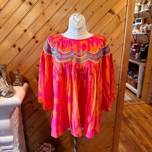Ivy Jane Orange and Pink Embroidered Blouse
